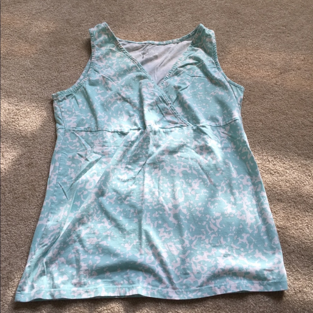 Merona Stretch Tank Sz M Light Blue/White